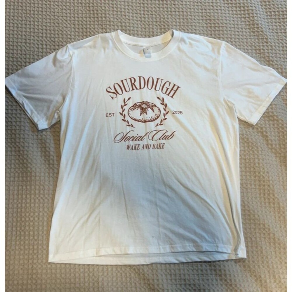 Sourdough Social Club Wake And Bake Graphic Tee Size Large